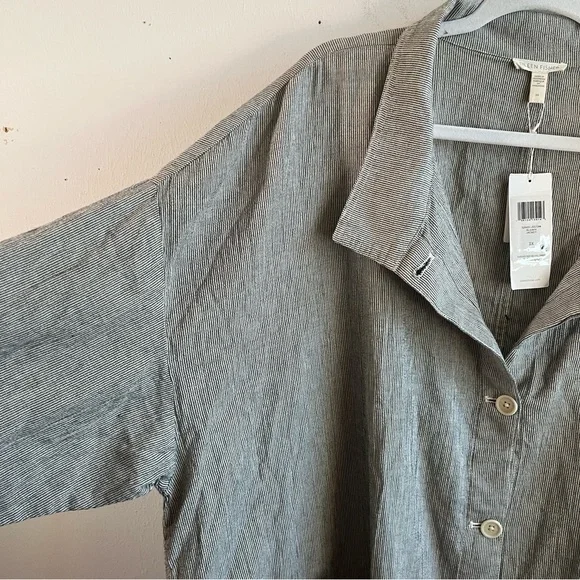 Eileen Fisher Jacket Black & White Stripe Ticking Stripe Jacket Sz 3X NWT Button - Picture 10 of 13